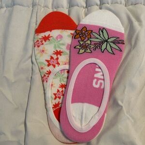 Vans Pink and Red Floral No-Show Socks